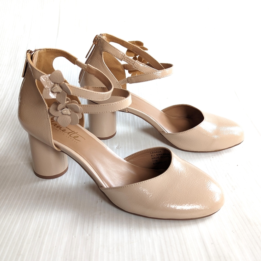 NANETTE LEPORE Canada D'orsay tan round block heel pumps